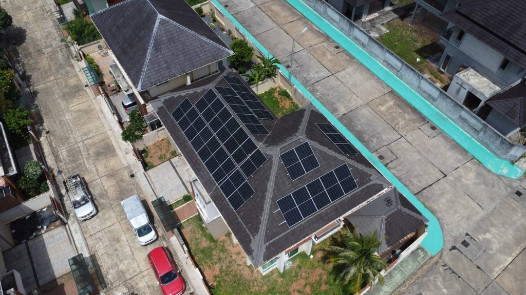 23.22 kWp hybrid solar installation on a villa roof in Krabi Thailand