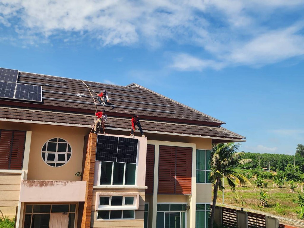 23.22 kWp hybrid solar installation on a villa roof in Krabi Thailand